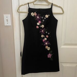 Monkey Wear Y2K Girls Floral Embroidered Square Neckline Mini Dress